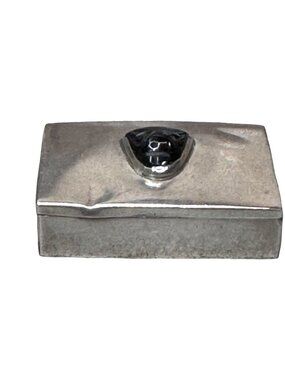 Vintage Handmade Fred Davis Taxco Mexico Sterling Silver Onyx Pill Box 23.07g